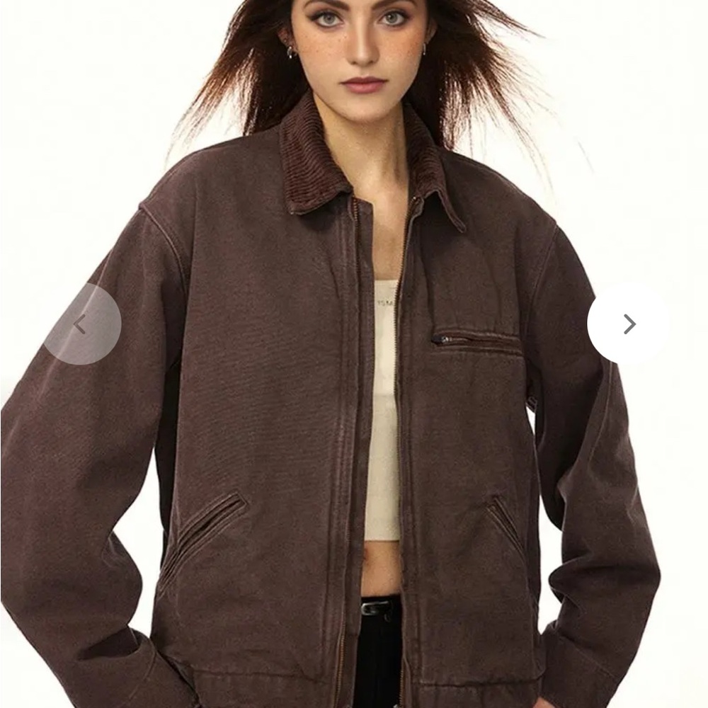 Fibflx Classic Cropped Brown Corduroy Barn Jacket
